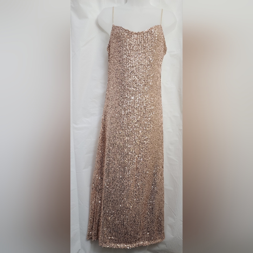 BB Dakota STEVE MADDEN Rose Gold XS Sequin Midi Dress New With Tags!